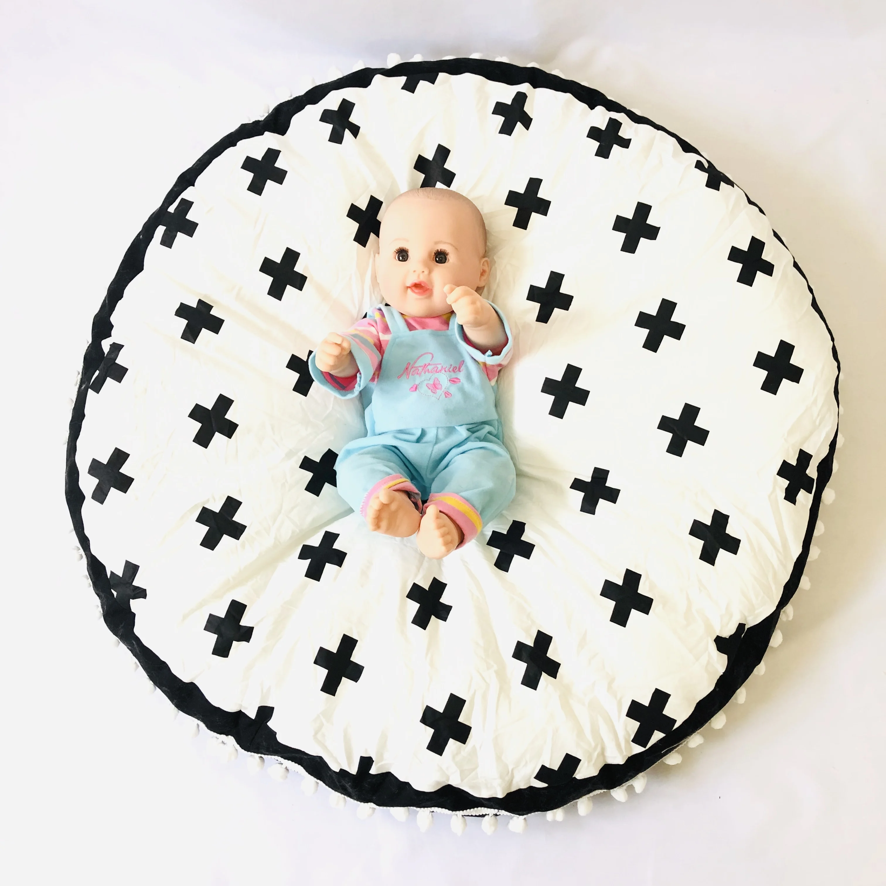 Монохромная Крестовая подушка для пола для младенец и малыш/Детские шапочки/детский игровой коврик