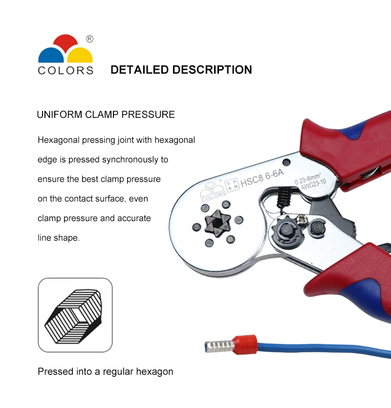 Цветной обжимной инструмент hsc8 6-6-4 щипцы kablo kesici плоскогубцы обжимные инструменты плоскогубцы резак для проводов alicate crimpador alicates