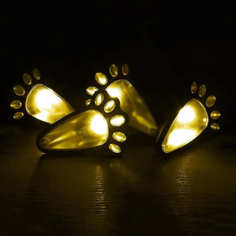 4 солнечного кота животных лапы печати свет светодиодный лампы на солнечных батареях сад на открытом воздухе фонарь путь декоративное освещение следы лампы
