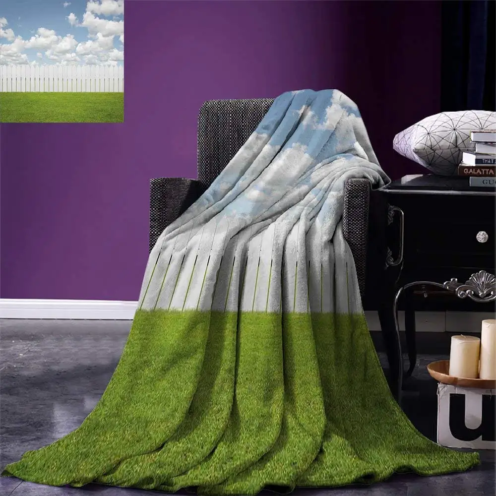 Nature Throw Blanket Exquisite Sykline with Clouds over a Meadow