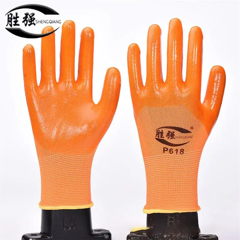 Неэлектризующийся пластик нейлоновые защитные перчатки прочные нескользящие маслостойкие статические ESD электронные ПУ рабочие перчатки кухня электрик - Цвет: Orange