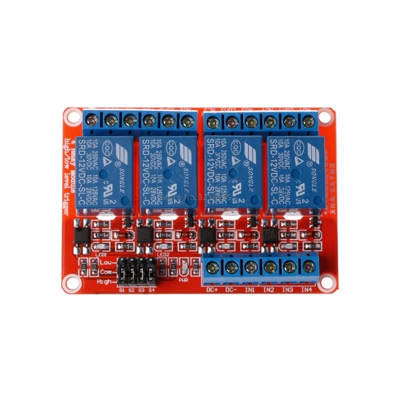 

For 1PC 12V 4 Channel Relay Module with Optocoupler Isolation Supports High Low Trigger Promotion