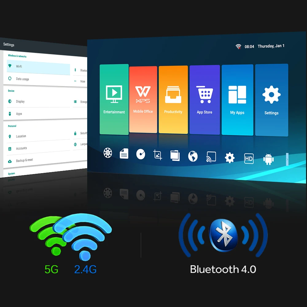 Проектор HD DLP Everycom H1 Android Wi Fi затвор активный 3D умный проектор 1300 ANSI люменов