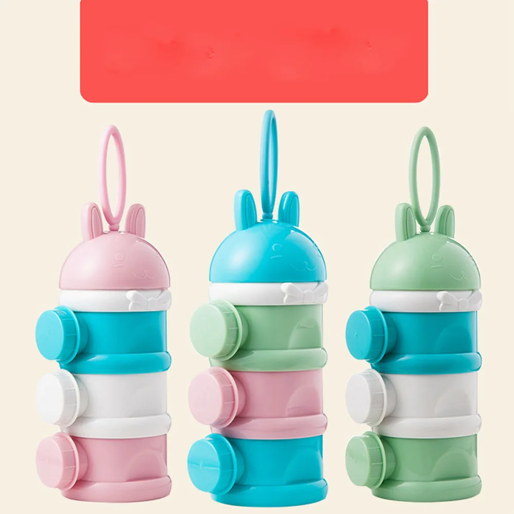 

Newborn Baby Cartoon Style Food Storage Three Colors Formula Milk Storage Toddler Three Grid Portable Food Storage Box