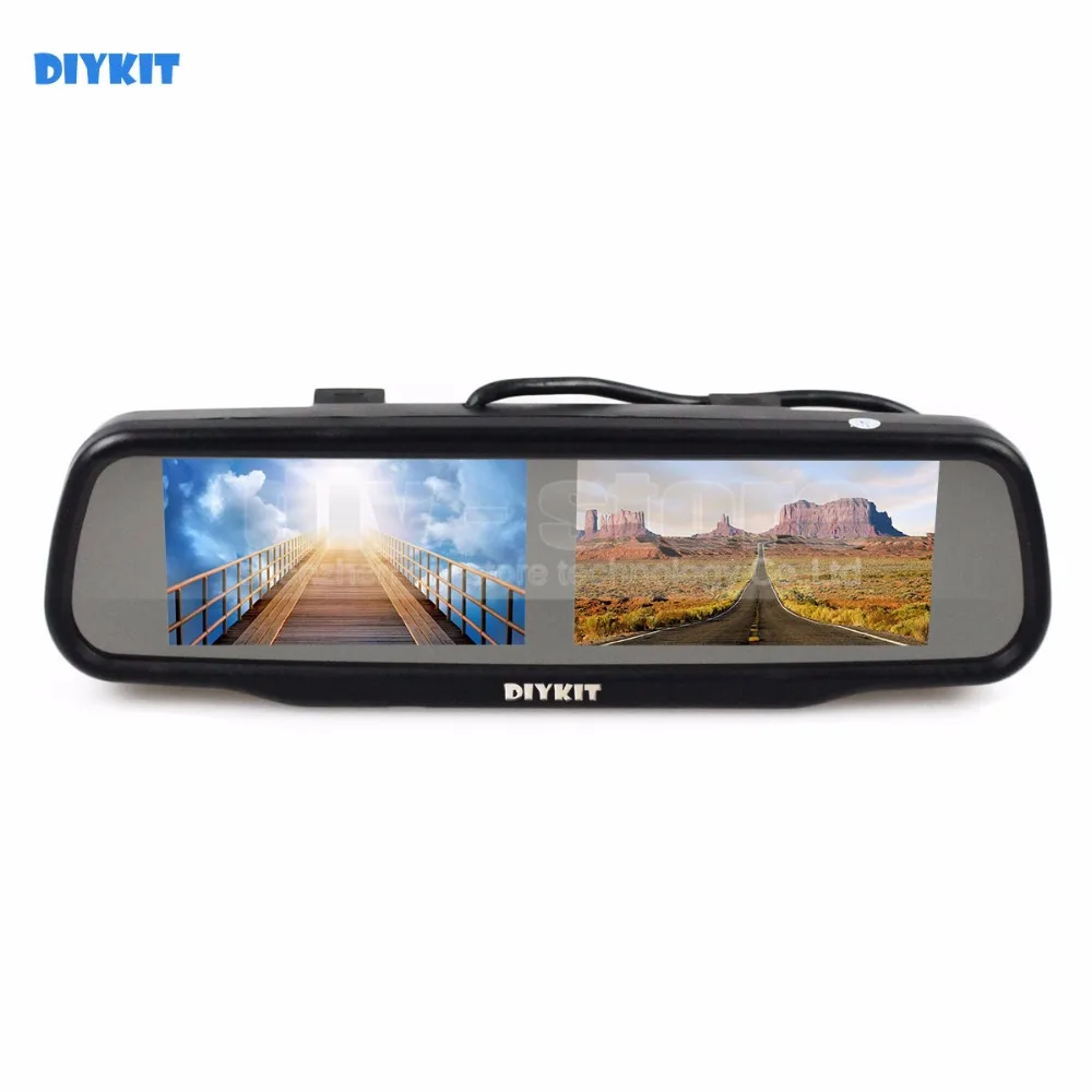 

DIYKIT Dual 4.3" inch TFT LCD Mirror Monitor For Dvd Video Player Reversing Backup Car Camera