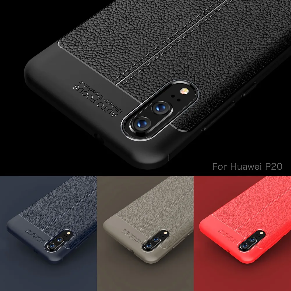 

For Huawei P20 Lite Case Huawei P20 Pro Cover Leather Pattern Shock Proof Soft TPU Cases For Huawei P20/P20 Lite Phone Fundas