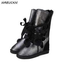 HABUCKN классические женские зимние ботинки кожа зимняя обувь ботинки bota feminina botas mujer zapatos Для женщин водонепроницаемые зимние ботинки
