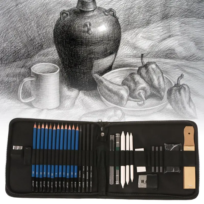 32 шт. Профессиональный рисунок художника комплект карандаши эскиз уголь художественных промыслов с сумкой инструменты