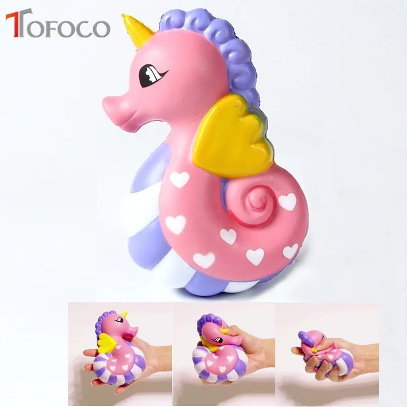 TOFOCO Новый 15 см Kawaii морской конек мягкими Jumbo замедлить рост игрушки антистресс украсить торт Squishies Еда Squeeze Ароматические гаджет