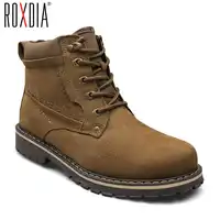 ROXDIA プラスサイズ 39-50 本革メンズブーツの男の靴毛皮の男性冬のブーツ暖かい雪防水作業 RXM428