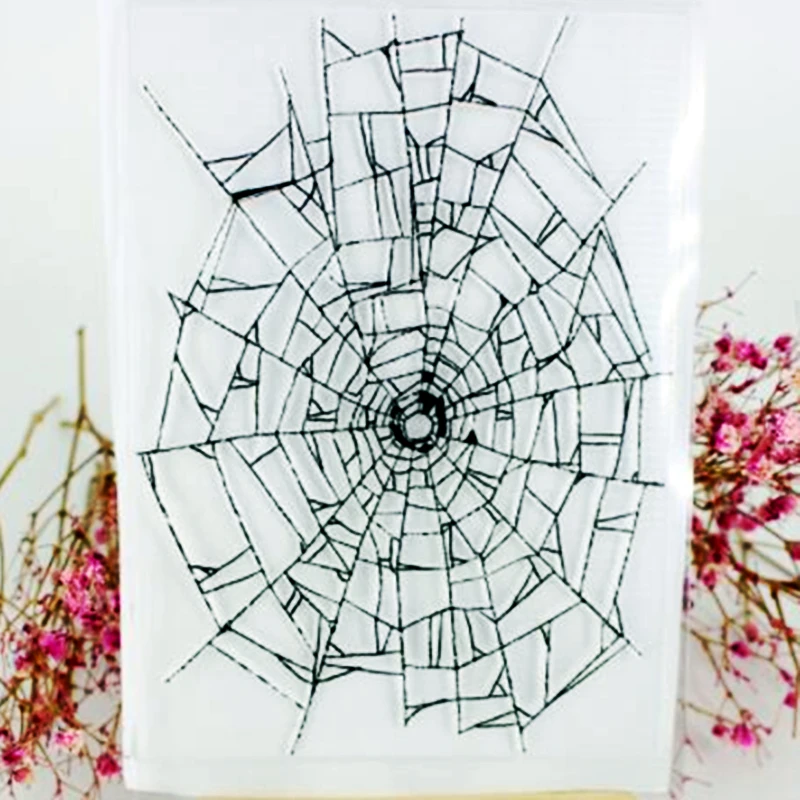 

SCS43 Spider Web Silicone Clear Stamps for Scrapbooking DIY Album Cards Decoration Embossing Folder Craft Rubber Stamp Tools New