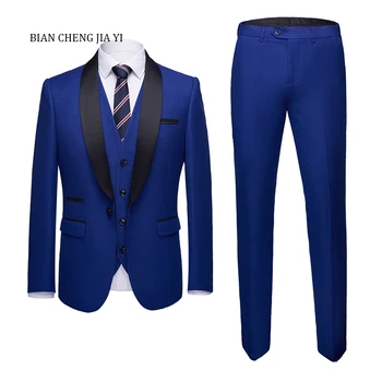 

Formal Party Suit Men Groom Tuxedos Costume Homme Terno Blazer Shawl Lapel Single Breasted Men Wedding Suits Best Man Clothing