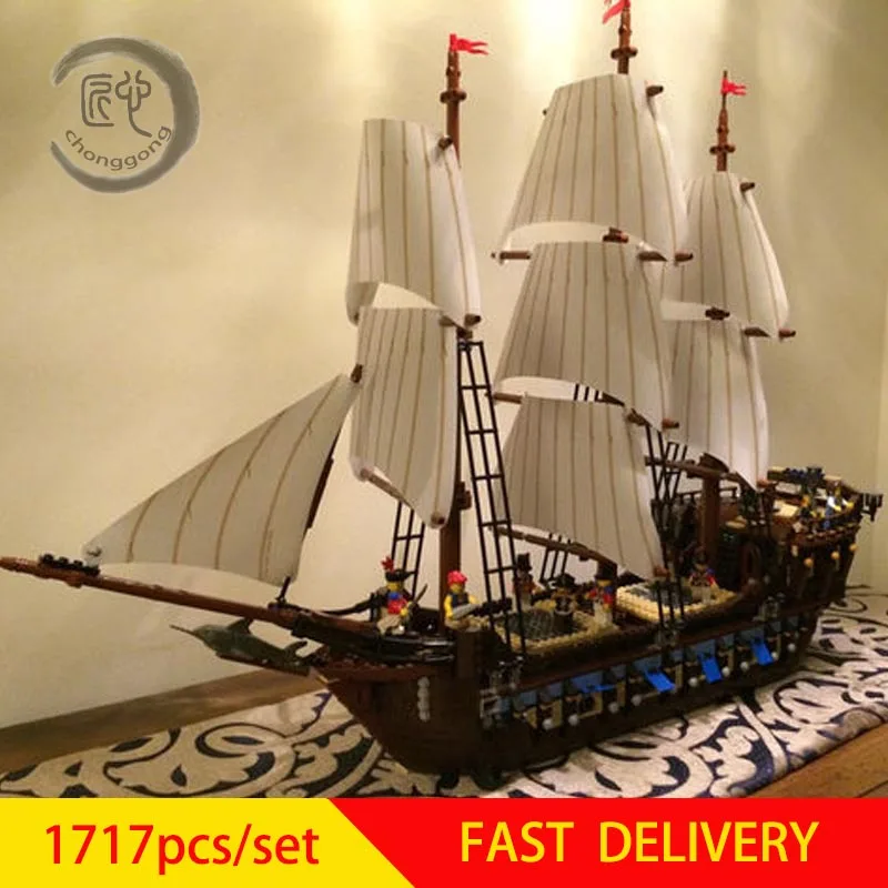 

New Pirate Ship warships Model fit 10210 Building Kits Block Briks Boy Educational Toys Model Birthday Gift