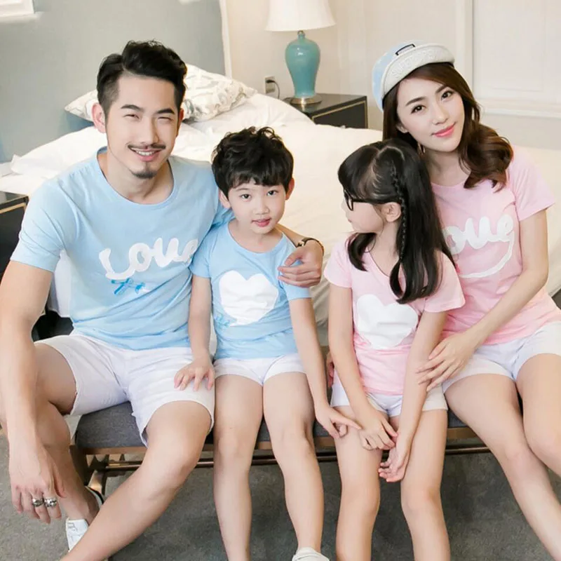 

Family Matching T-Shirt Men Women Kids Letter Print Love Couple Blouse Clothes YH-17