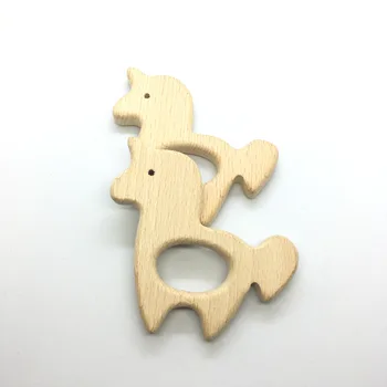 

10PCS Handmade UNICORN Natural Newborn Beech Wood Baby Teether Toys