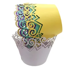 100 шт./компл. Лазерная резка кекс лайнера чашки выпечки кекс Бумага Muffin Случаи Cake Box чашек торта украшения инструмент торт 8Z