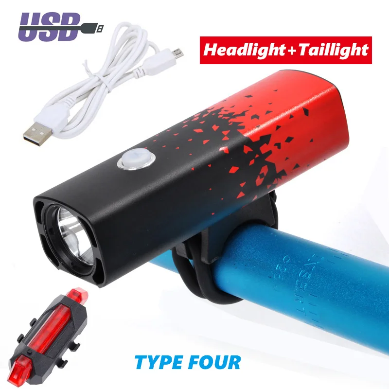 JoShock 15000лм T6 светодиодный водонепроницаемый велосипедный светильник передняя фара для велосипеда наружный 5 режимов головной светильник USB Перезаряжаемый задний светильник - Цвет: TYPE FOUR