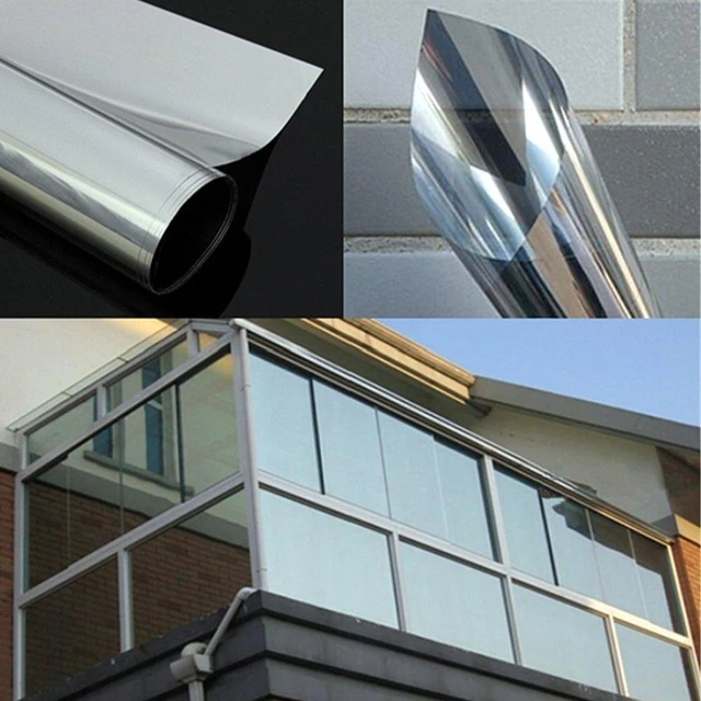 Eine Möglichkeit Gespiegelt Fenster Film Silber Selbst-Adhesive Blackout Reflektierende  Fenster Tönung Privatsphäre Wärme Control Solar Vinyl Glas Film - AliExpress