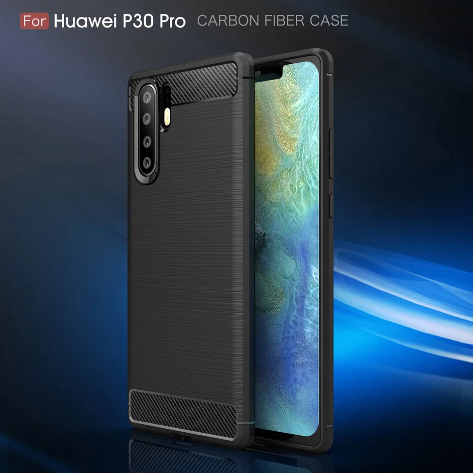 Мягкий чехол Kolpler для huawei P30 Pro из углеродного волокна с текстурой мягкий