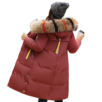

Fashion Winter Jacket Women hooded Thicken Coat Female with Colorful Fur Collar Warm Padded Jackets Snowwear Cotton Park