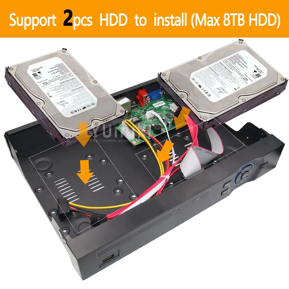Sata com Frente H.265 + - 32ch 5.0mp 1080 p Nvr Rede Vidoe Gravador 960 720 Câmera ip Onvif Cms Xmeye 2 Usb H.264 8ch * 4 k 6 H.265 +h.264 8ch * 4 k32ch *