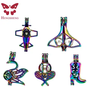 

latest fashion silver plated cage pendant 5pcs, mounting for DIY wish pearls necklace women jewelry