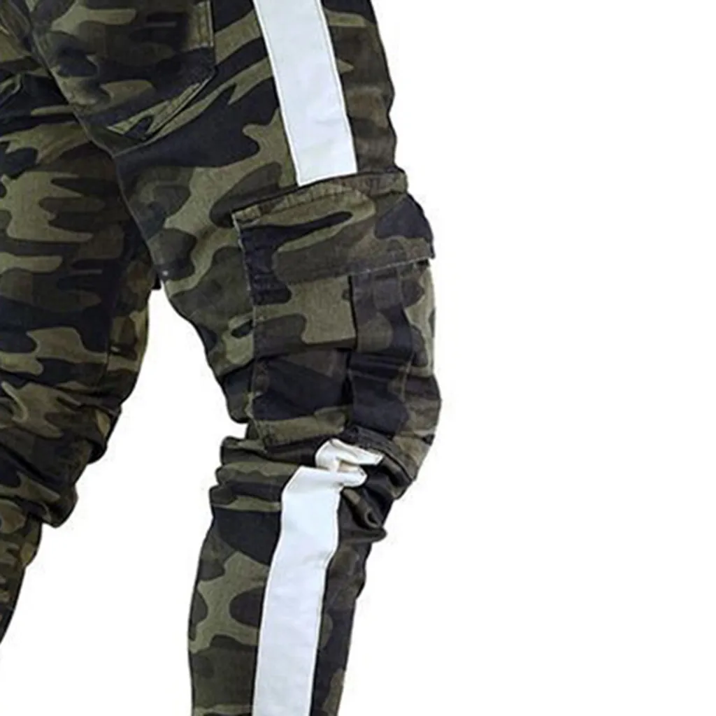KLV мужские обтягивающие Стрейчевые камуфляжные джинсы плиссированные облегающие джинсы 6,11