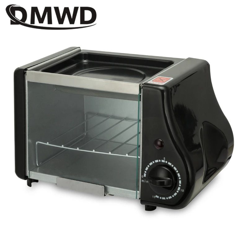 DMWD 2 в 1 Мини электрическая выпечка, жареная печь, гриль, яичница, омлет, сковорода, машина для завтрака, хлебопечка, тостер