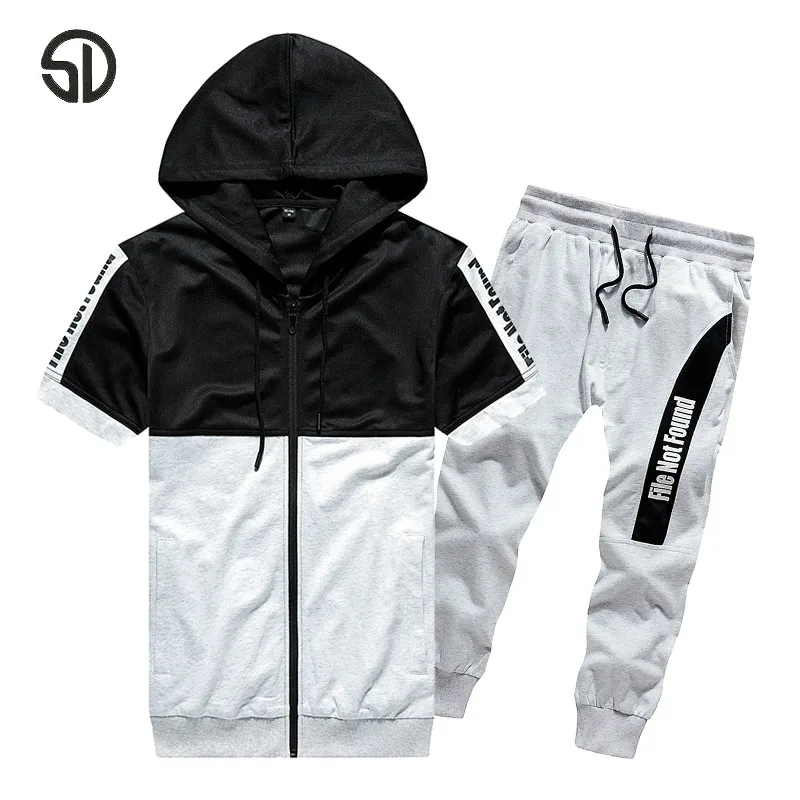 

Europe Size Gyms New Men's Sets Fashion Tracksuits Men's Casual Outwear Suits Spring Summer Mens Clothing Slim 2PC Hombre 2019