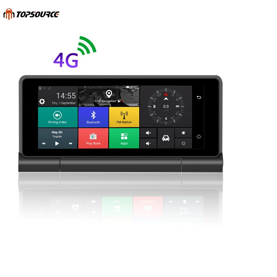 Topsource 4G Автомобильный gps навигатор Android 5,0 Bluetooth ПЗУ 16 Гб ОЗУ 1 Гб Full HD 1080 P Enregistreur видео avec deux камеры - Название цвета: 4G Without rearCam