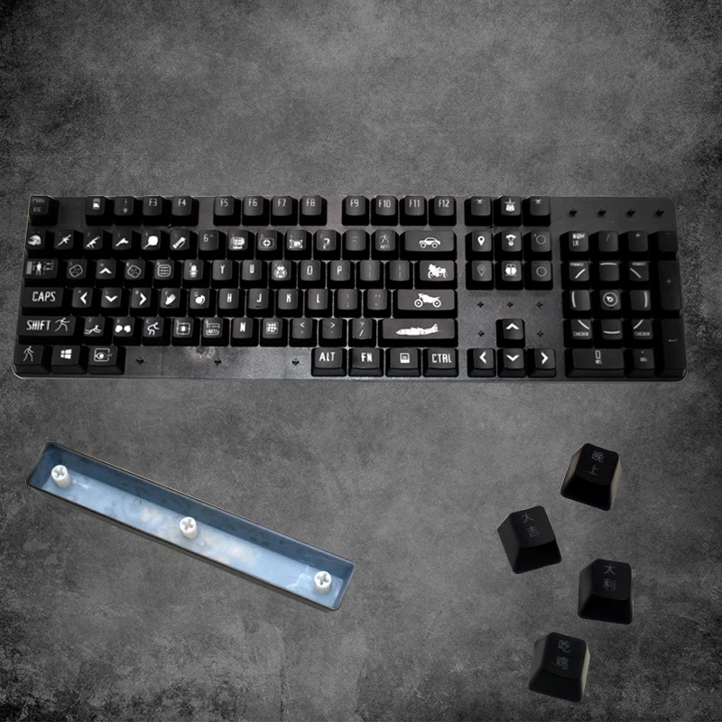 108 keys/set Personality Translucent Mechanical Keyboard Key Cap Exclusive For PUBG ABS Black keyca