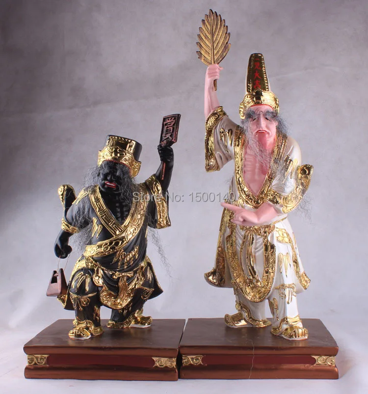 [Saha World] 12" China Chinese Taoism Joss Resin Hei Bai Wu Chang