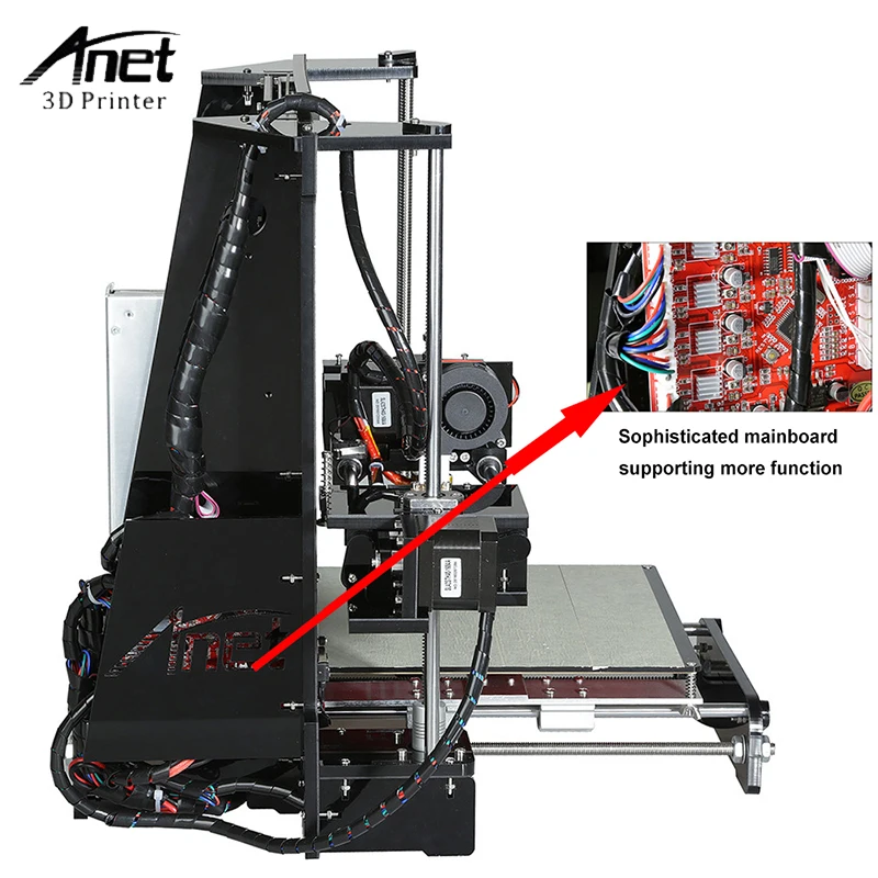 Anet A6 3D-принтеры Высокая точность большой Размеры Настольный 3D-принтеры комплект Reprap Prusa i3 DIY самостоятельной сборки 2004LCD Экран с 8/SD картой памяти на 16 Гб