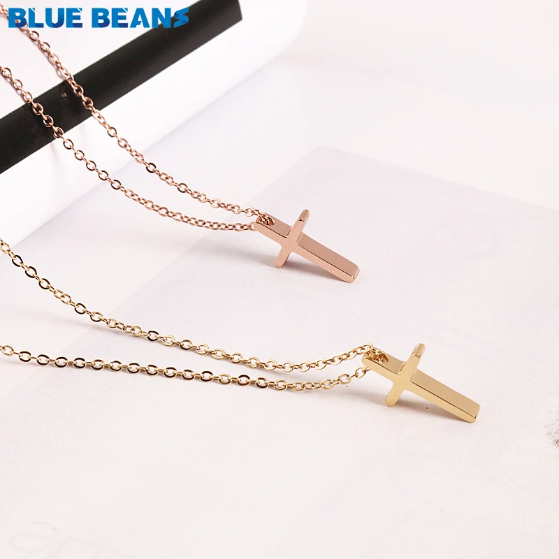 

Vintage Minimalist Small Cross Necklaces Pendant For Women Girl Kids 316L Stainless Steel Rose Gold Ketting Fashion Jewelry Gift