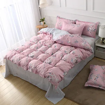 

4Pcs Pastoral Country Floral Flowers Dusty Pink Twin/Full/Queen/King Size Bedding Linen Quilt/Duvet/Doona Cover Set&Sheet Shams