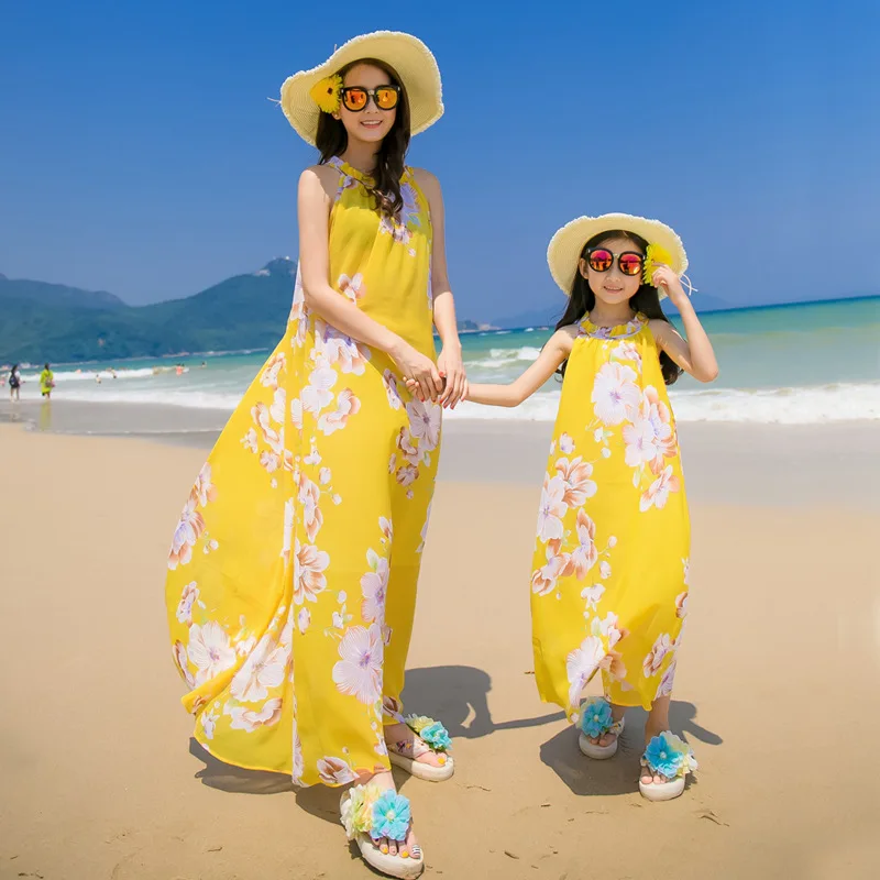 

Mommy and Daughter Sun dress Beach Resort Mother Daughter Dresses Loose L Dress Summer on Behalf