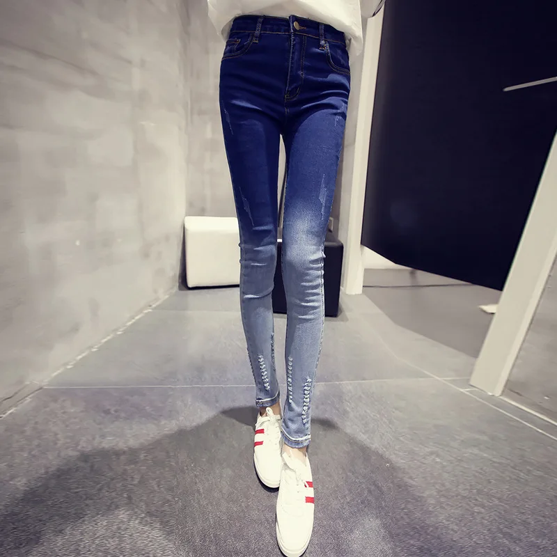 

Gradient Black Skinny Jeans Women High Waisted Ripped Jeans For Women Slim Push Up Denim Leggings Jeans Stretch Pencil Trousers