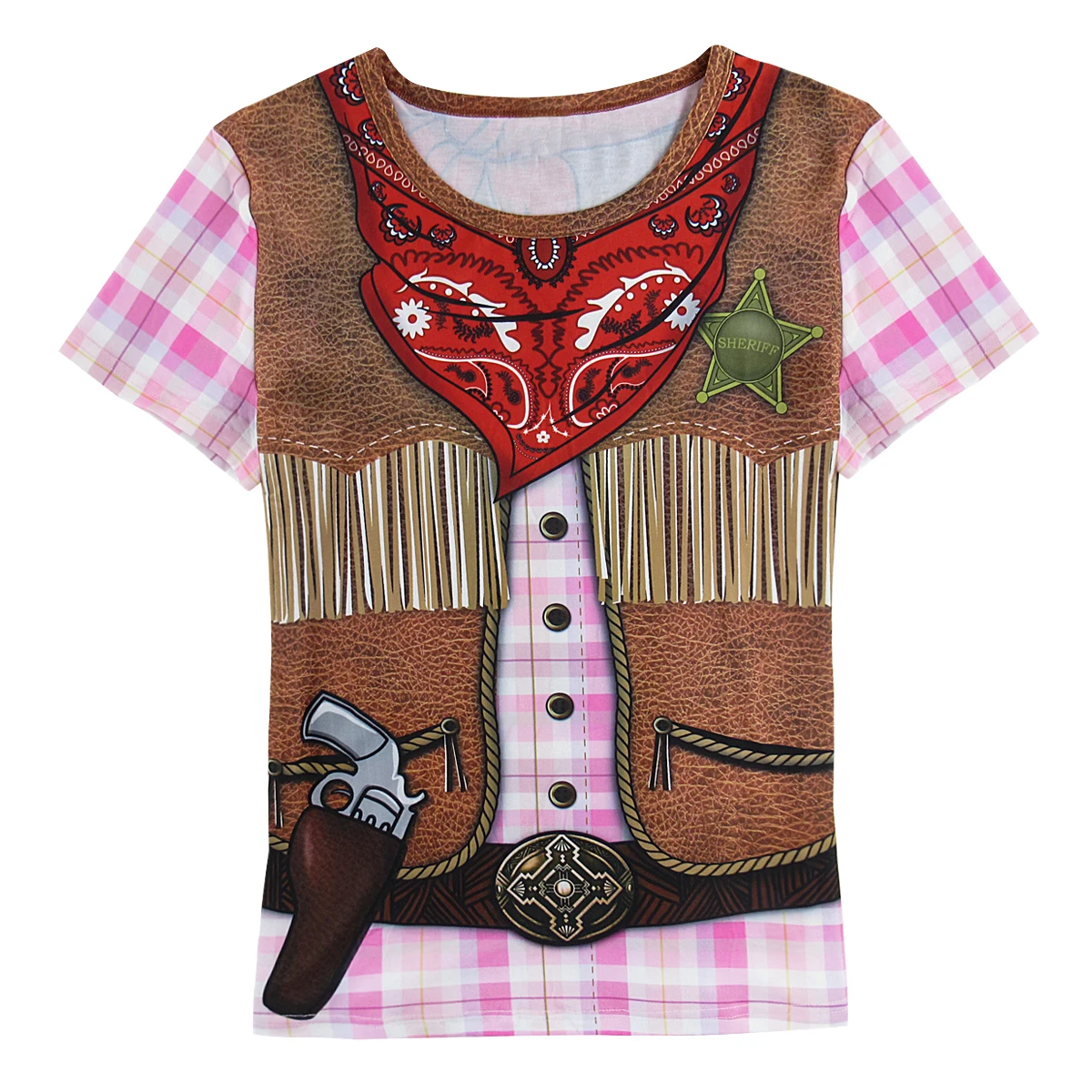 

Women Cosplay Cowgirl 3D T-Shirts Ladies Halloween Carnival Funny Party Tee Shirt Adult Novelty Tops