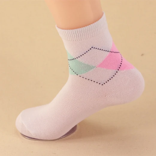 5 Pairs Hot Sale New Fashion Spring Autumn Winter Women Solid Rhombus Color Short Sock Suits For 34-43 Rhombus Wild Cute Socks
