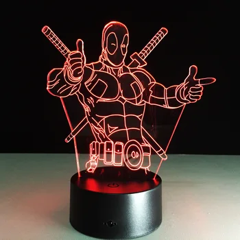 

Deadpool RGB Color Changing 3D Led Table Lamp Night Light Colorful Acrylic USB LED Lighting Creative Deadpool Action Figure