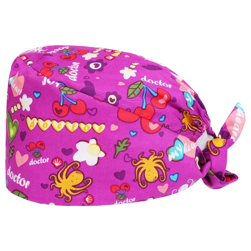 

Octopus Print Women's Surgical Cap Working Caps Nurse Hats Surgical Mask 100% Cotton Doctor's Hat Dental Charity