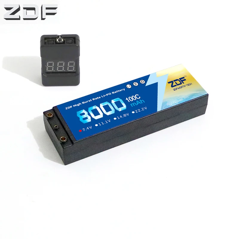 ZDF RC Lipo 2S аккумулятор 7 4 В 8000 мАч 100C max 200C жесткий чехол с сигнализацией низкого