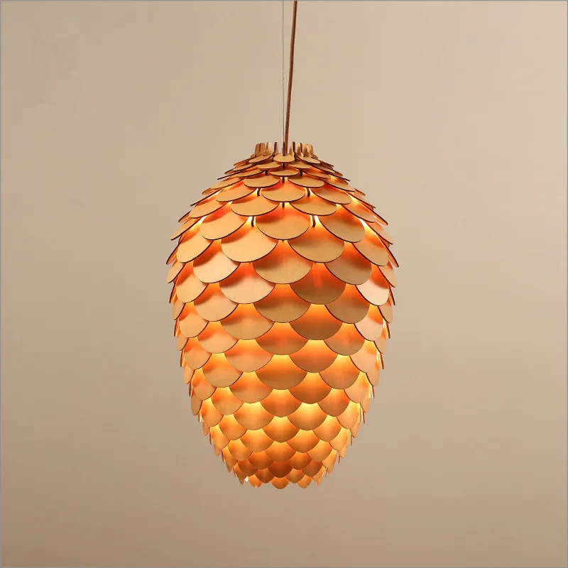 Европейский деревянный подвесной светильник Skrivo из дуба Pinecone винтажные