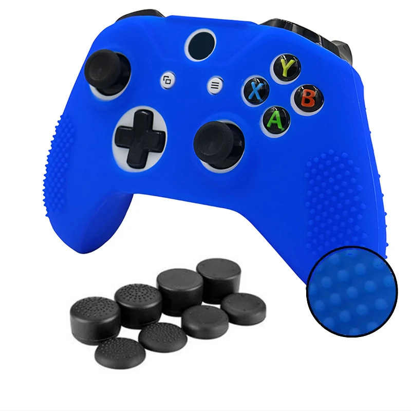

For Xbox One Slim Controller Anti-slip Silicone Skin Case + Joystick Grip Cap For Xbox One S Gamepad