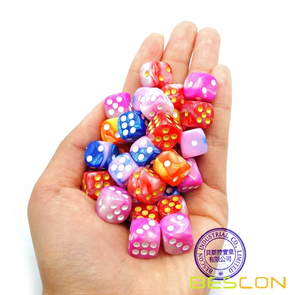 Bescon 12mm 6 Sided Dice 36 in Cube, 12mm Six Sided Die (36) Block of Dice, Gemini Effect in All Assorted Flower Colors 4