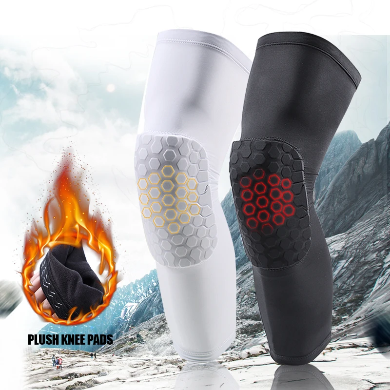 

Plus Velvet Thicken Kneepad Men Basketball Knee pads Elastic Knee Protector Winter Outdoor Sports Football Leg Sleeve Brace 1pc