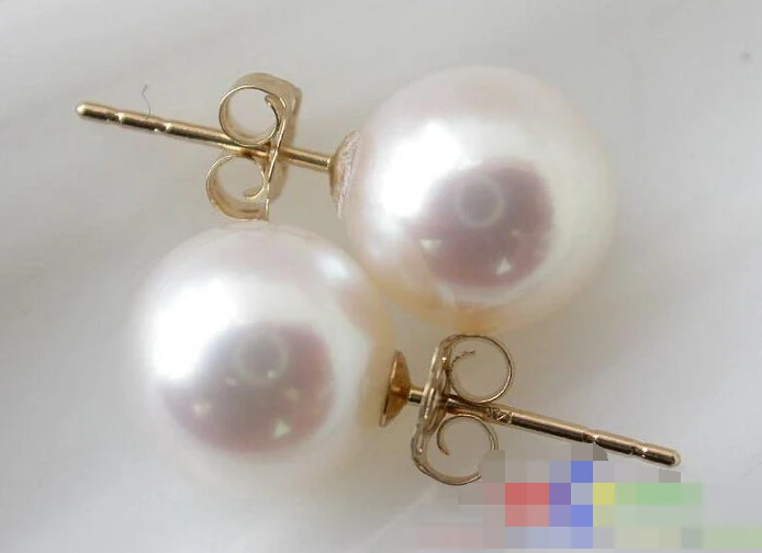 

FREE SHIPPING>>> 1353 AKOYA WHITE ROUND SEAWATER PEARL EARRING