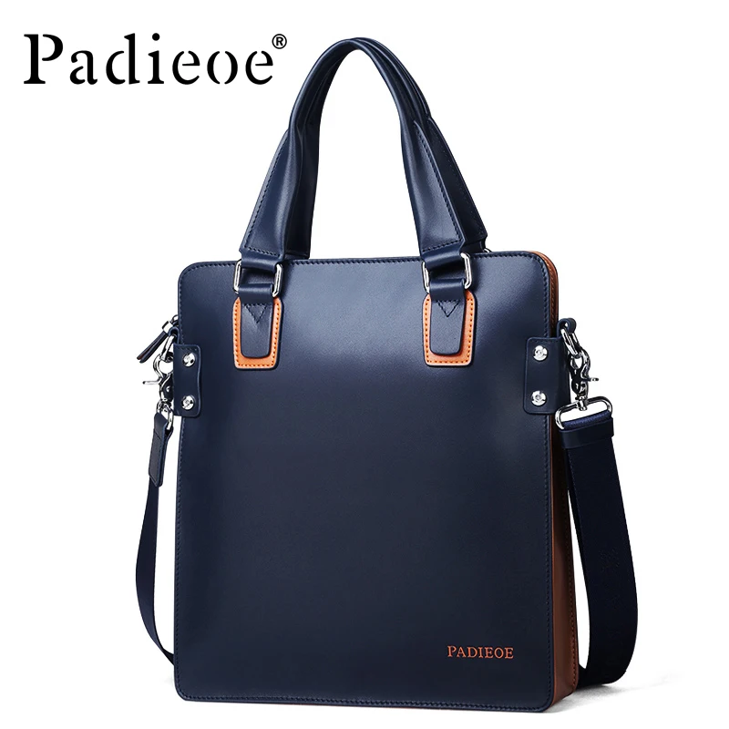 Padieoe Fashion Luxury Designer Brand Men Bag Genuine Leather Handbag Business Male Shoulder Messenger Bags