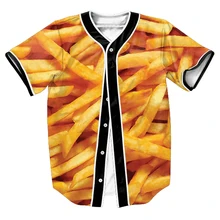 MÄNNER Französisch Frites Jersey Sommer Stil mit knöpfen 3d drucken Hip Hop Streetwear männer shirts tops baseball shirt OUTWEAR T