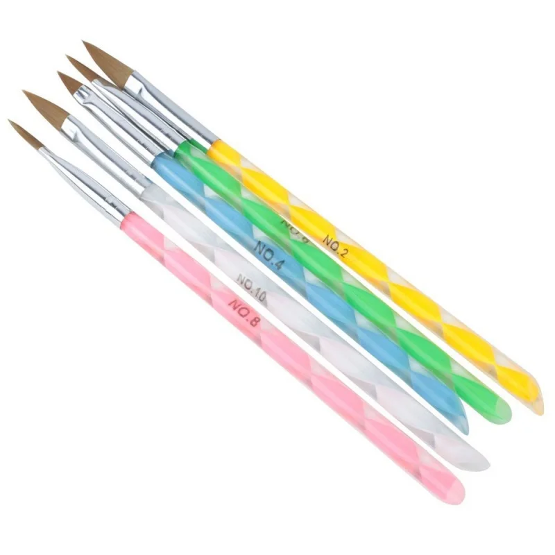 

3D silver head acrylic handle UV gel gel nail art sculpture pencil brush (random color, 5 pieces)